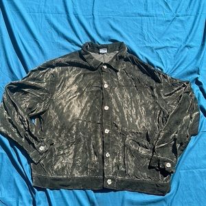 CP Shades 90s vintage velvet button down shirt dark green size L